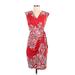 INC International Concepts Casual Dress - Wrap: Red Brocade Dresses - Women's Size X-Small