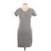 Old Navy Casual Dress - Sheath Crew Neck Short sleeves: Gray Marled Dresses - Women's Size Medium