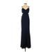 Fame And Partners Cocktail Dress - Formal Plunge Sleeveless: Blue Print Dresses - Women's Size 2