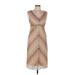 B. Moss Casual Dress - Sheath: Tan Chevron Dresses - Women's Size 8