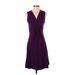 Mod-O-Doc Casual Dress - Fit & Flare: Purple Solid Dresses - Women's Size Small