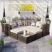 8-Piece Outdoor Wicker Sectional Sofa, Conversation Sets, Rattan Sofa Lounger with Colorful Pillows and Cushion