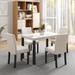 Five-piece dining set with imitation marble tabletop, restaurant combination set, solid wood dining table and 4 chairs