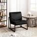 Modern Metal Frame PU Leather Upholstered Armchair, Extra-Thick Padded Backrest and Seat Cushion