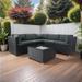 6 Pieces PE Rattan sectional Outdoor Furniture Cushioned Sofa Set with 3 Storage Under Seat Black Wicker and Cushion