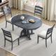 5-Piece Farmhouse Round Pedestal Extending Dining Table Set with 15.8" Removable Leaf and Ladder Back Dining Chairs