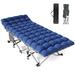 Folding Camping Cot for Adults Portable Outdoor Bed Heavy Duty Sleeping Cots for Camp with Pillow and Carry Bag - Gray Blue