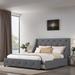 Queen Size Platform Bed with Wingback Tufted Headboard, Upholstered Bed with 4 Drawers, No Box Spring Needed, Grey