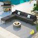 6-Pieces Aluminum Modern Outdoor Conversation Set Sectional Sofa With Removable Olefin Extra Thick 5.9" Cushion