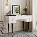 43.3" Modern Dressing Table Set with Flip-top Mirror and LED Light,Customizable Storage,Marble-style Stickers Tabletop