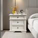 Solid wood 3 drawer nightstand with 2 Usb