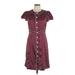 Fire Los Angeles Casual Dress: Burgundy Polka Dots Dresses - Women's Size Large