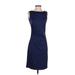 J. McLaughlin Casual Dress - Shift Boatneck Sleeveless: Blue Solid Dresses - Women's Size X-Small