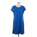 T by Talbots Casual Dress - Shift: Blue Solid Dresses - Women's Size Large