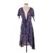 Blue Rain Casual Dress - Wrap: Purple Dresses - Women's Size Medium