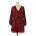 Express Casual Dress - Wrap: Red Print Dresses - Women's Size X-Large