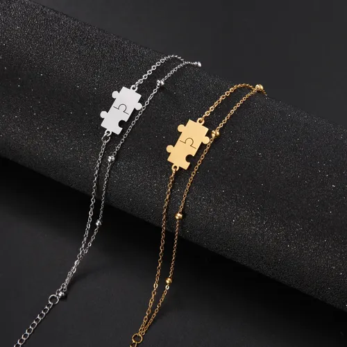 Skyrim Mode Damen Armband Edelstahl Gold Farbe Puzzle Charme verstellbare Kettenglied Armbänder