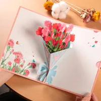 3D Bouquet Karte Geschenk für Mütter Tag Mom Frau Pop Up Nelke Blume Grußkarten
