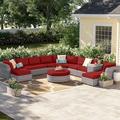 Lark Manor™ Andrick 11 Piece Sectional Seating Group w/ Cushions Synthetic Wicker/All - Weather Wicker/Wicker/Rattan in Gray | Outdoor Furniture | Wayfair