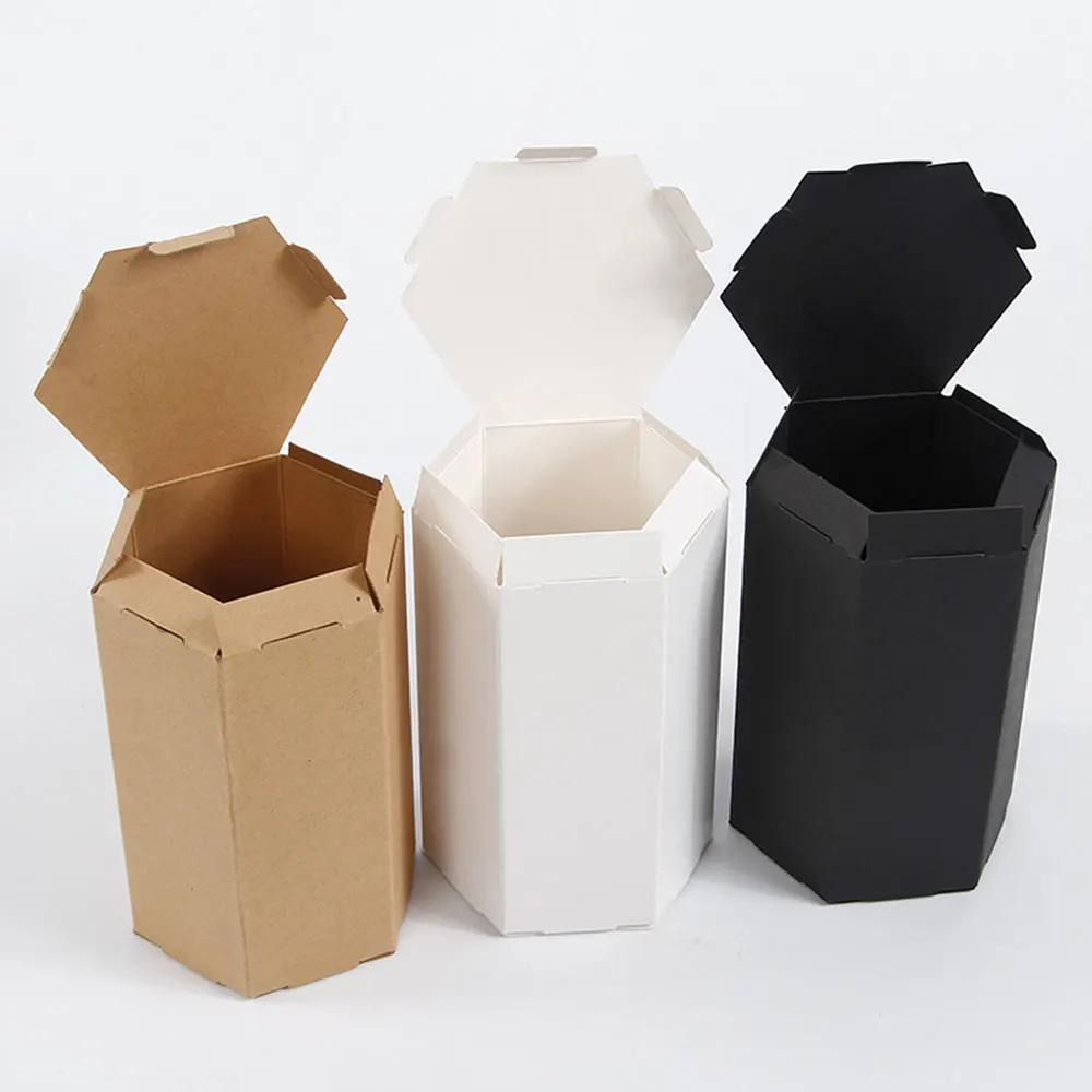 5/10/20/30pcs Kraft papier Sechseck Candy Box schwarz sechseckige Karton Tee kisten weiße Aufbewahrung sparty Geschenk verpackungs boxen für Party Image