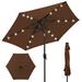 Arlmont & Co. Sheldon 7.5Ft Outdoor Solar Patio Umbrella For Deck, Pool W/Tilt, Crank, LED Lights Metal in Brown | Wayfair