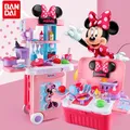 Bandai Original Disney Echtem Minnie Geschirr Trolley Koffer Kochen Set Kinder Spielzeug Mickey