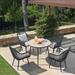 Bayou Breeze Ahriella Round 4 - Person 35" Long Outdoor Dining Set w/ Cushions Glass/Metal in Black | 35 W x 35 D in | Wayfair