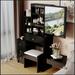 Winston Porter Samie Vanity Wood in Black | 51 H x 31.5 W x 14 D in | Wayfair 2374F928A81D4B1EBD8E18FF5193C506