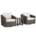 Latitude Run® Tanni 2-Person Swivel Rattan Seating Group w/ Side Table Synthetic Wicker/All - Weather Wicker/Wicker/Rattan in Gray | Outdoor Furniture | Wayfair