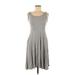 Olivia Rae Casual Dress - Fit & Flare: Gray Solid Dresses - Women's Size Medium