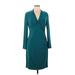 Lauren by Ralph Lauren Casual Dress - Wrap: Teal Solid Dresses - Women's Size 6