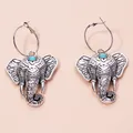 Boucles d'oreilles bohème vintage en alliage d'argent pour femmes grand éléphant boucles