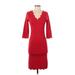 Elie Tahari Casual Dress - Midi: Red Solid Dresses - New - Women's Size X-Small