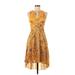 Ted Baker London Cocktail Dress - High/Low: Yellow Floral Motif Dresses - Women's Size 4