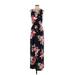 Ann Taylor Factory Casual Dress - Maxi: Black Floral Dresses - Women's Size X-Small