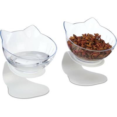 Relaxdays Katzennapf erhöht, 2er Set, Futternapf, 500ml, HxBxT: 15x13x15 cm, Fressnapfset,