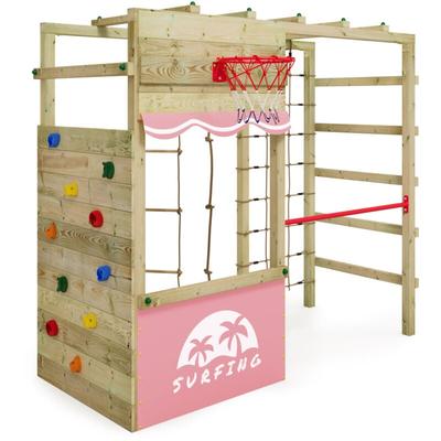 Klettergerüst Spielturm Smart Action Gartenspielgerät mit Kletterwand & Spiel-Zubehör - pastellpink