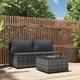 3-tlg. Garten-Lounge-Set Gartenmöbel Set Sitzgruppe Essgruppe mit Kissen Grau Poly Rattan DE35112