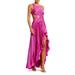 Pleated One-shoulder Gown