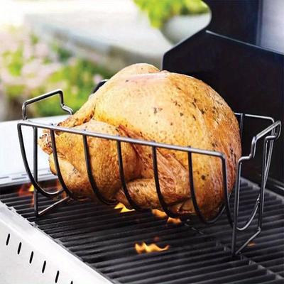 1pc Grill Bbq Rib Rack Holder Steak Barbecue Stand Roast Holder Toast Rack Fish Skewers Outdoor Barbecue Rack Picnic Rack Rib Stand Outdoor Bbq Stainless Steel Lamb Chops Beef Ribs