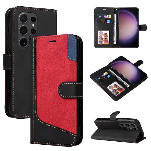 Handy Hülle Handyhüllen Für Samsung Galaxy S25 S24 S23 S23 FE S22 S21 Ultra Plus A55 5G A35 5G A25 A15 Brieftaschenhülle Magnetisch Vollschutz Ständer Geometrisches Muster TPU PU-Leder Image