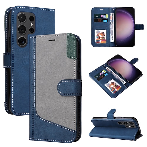 Handy Hülle Handyhüllen Für Samsung Galaxy S25 S24 S23 S23 FE S22 S21 Ultra Plus A55 5G A35 5G A25 A15 Brieftaschenhülle Magnetisch Vollschutz Ständer Geometrisches Muster TPU PU-Leder Image