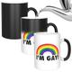 mug de parade de la fierté lgbtq gay Pride i'm gay arc-en-ciel tasse à changement de chaleur - tasse drôle et grossière - le message apparaît pendant qu'il chauffe - cadeau gag de nouveauté parfait, meilleurs cadeaux drôles et accessoires de fierté