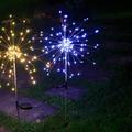 2 Pack Outdoor Solar Lights Solar Firework Lights Solar Garden Lights with 120 LED Stake Starburst Lights 8 Modes Solar Garden Fairy Lights for Lawn Garden Decoration