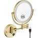 Rechargeable Wall Mounted Makeup Mirror with Lights Double Sided 1X/10X Magnifying Mirror Brushed Gold 360Â° Swivel Extendable LED Vanity Mirror