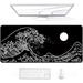 Desk Mouse Pad Large Gaming Mousepad XXL Desk Pad Extended Long Superior Micro-Weave Cloth Non-Slip Rubber Big Computer Mouse Mat for Gamer Office & Home 35 x 15 Black Great Wave