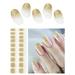 Semi Cured Gel Nail Strips (Gold Glitter Gradient)-20 PCS French Tip Gel Nail Stickers Kit | Works With UV Light | Gel Nail Wraps Salon Quality & Easy To Use