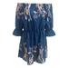 Women s Casual Floral Print Off Shoulder Trumpet Sleeve Swing Dress XXXL