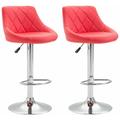 2x Tabourets de bar en synthétique rouge pivotant avec repose-pieds - rougeed