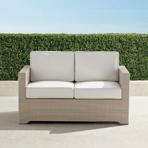 Small Palermo Loveseat in Dove Wicker - Quick Dry, Vista Boucle Glacier - Frontgate